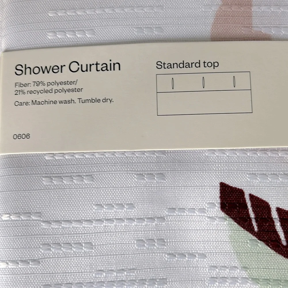 Room Essentials Target Folk Floral Print Shower Curtain White Pink Burgundy